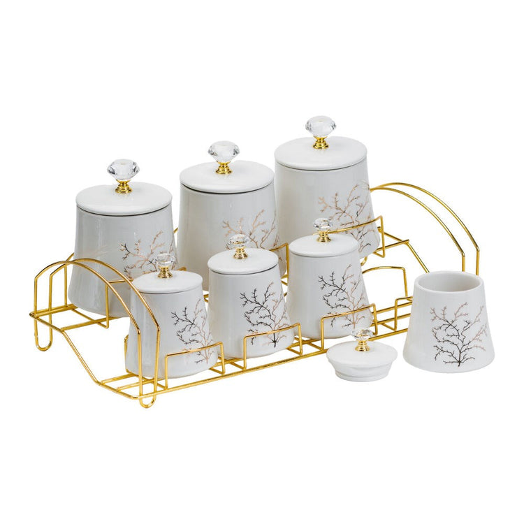 Glazed Porcelain Spice and Condiment 7pc Set JC7566-H371