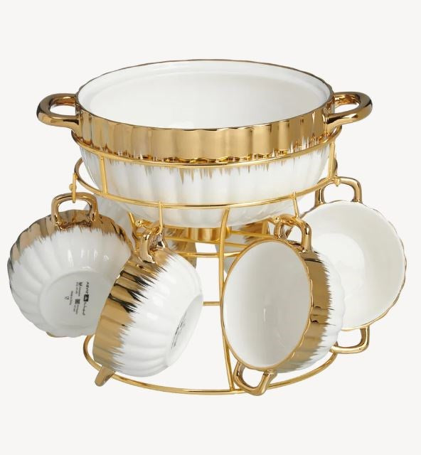 Porcelain Soup Pot and Bowl Set