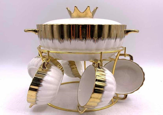 Porcelain Soup Pot and Bowl Set