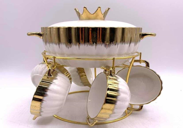 Porcelain Soup Pot and Bowl Set