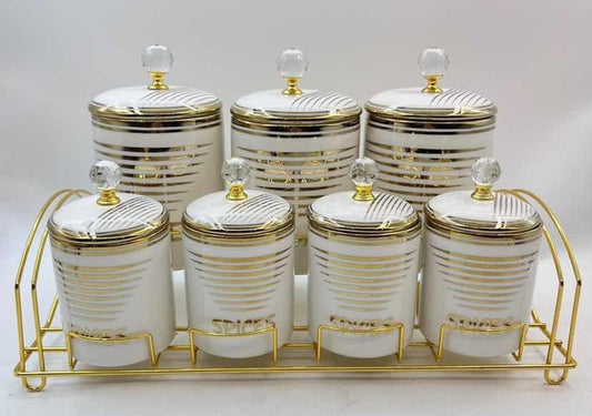 Glazed Spice and Condiment White 7pc Set JC8415-S486