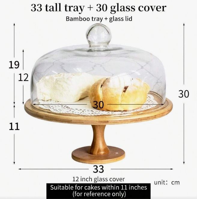 Glass Dome Cover with Wooden Stand Base