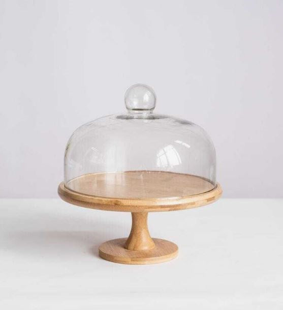 Glass Dome Cover with Wooden Stand Base