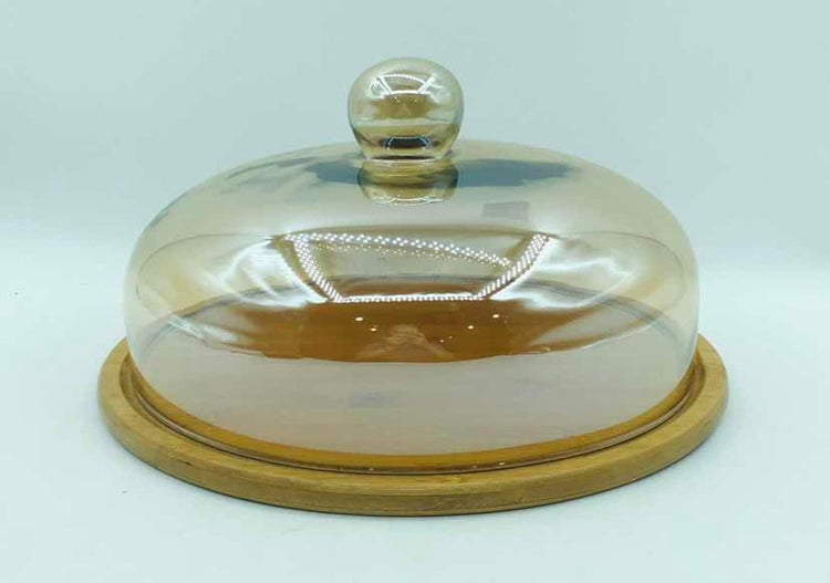 Glass Dome Cover with Wooden Base