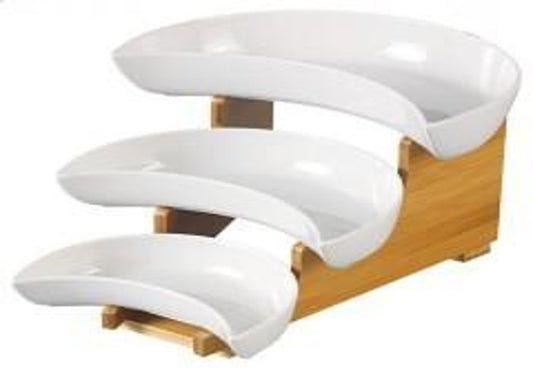 Serving 3 Tier Dish Wooden Stand JD7120