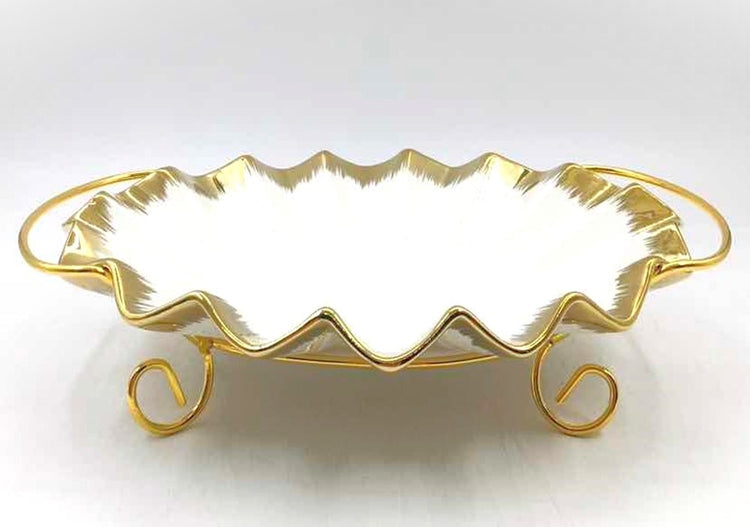 Serving Dish with Gold Stand JD8531-LS