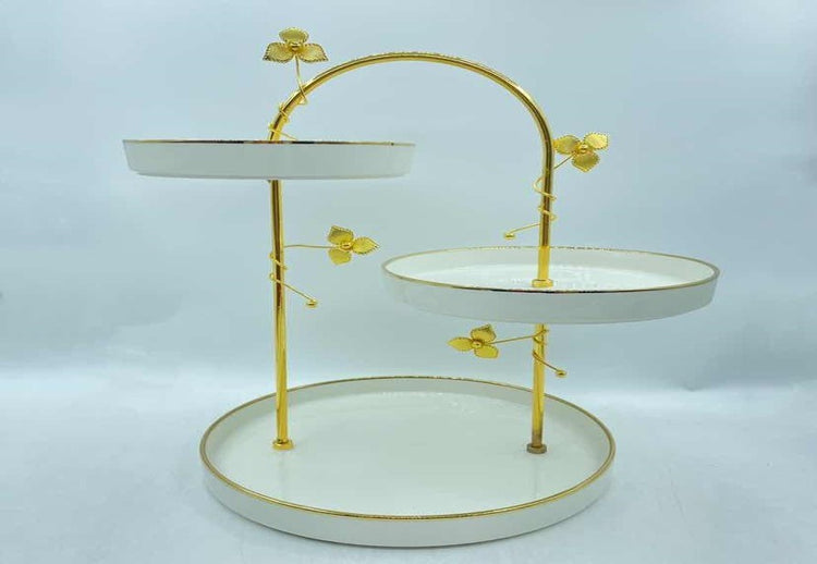 Cake Serving Dish Stand 2 Tier White JD8711-L1