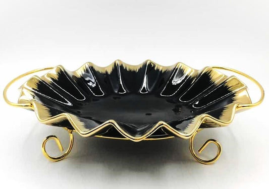 Serving Dish with Gold Stand
