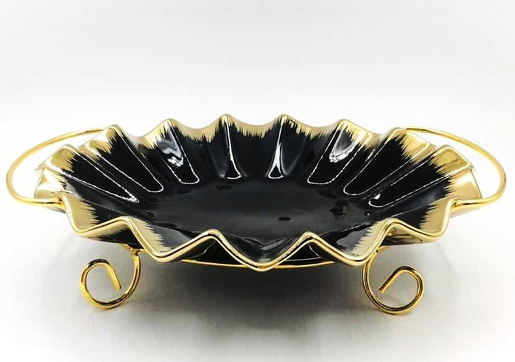 Serving Dish with Gold Stand