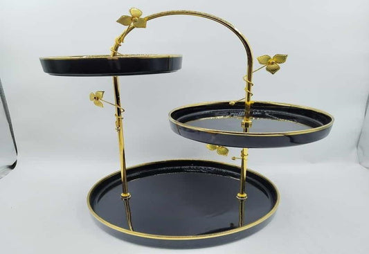 Cake Serving Dish Stand 2 Tier Black JDC8711-L1