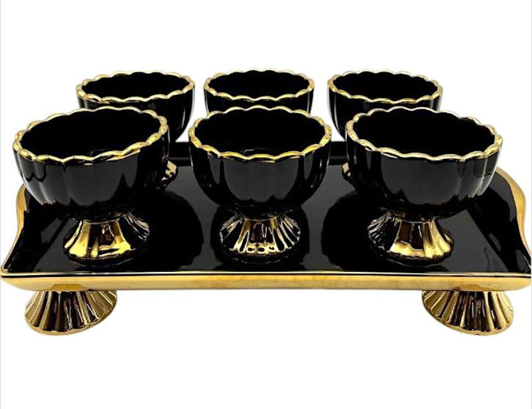 Glazed Bowl and Tray Set 7pc JEC7314-L1