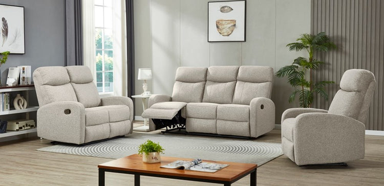 Aura Recliner Lounge Suite 3+2+1 | Beige Fabric | JH6043-123