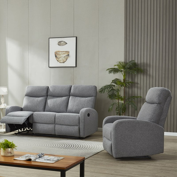 Aura Recliner Lounge Suite 3+2+1 | Grey Fabric | JH6043-123