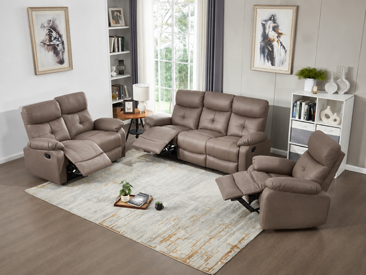 Aura Recliner Lounge Suite 3+2+1 | Brown PU Leather | JH9041