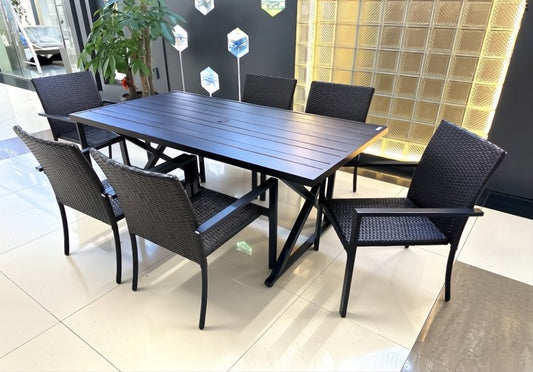 Outdoor Rectangle Table and Chair Set 7pc