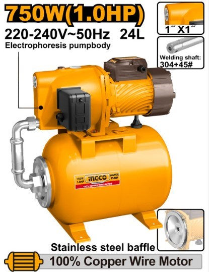 750W 1HP Jet Pump 24L Tank JPT075068