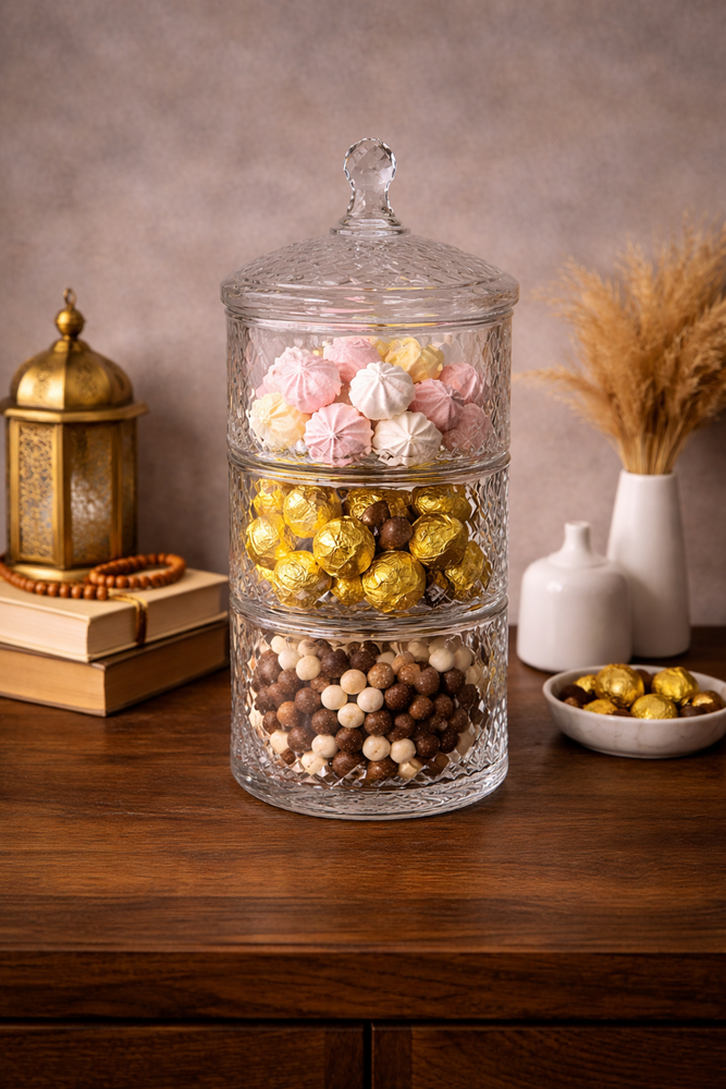 Glass 3 Tier Jar JYTG0031LB