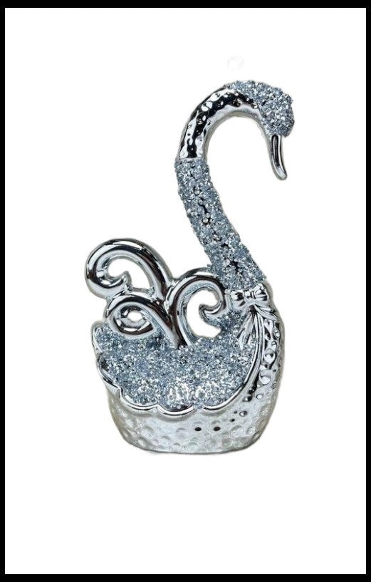 Crushed Crystal Twin Swan Decor K0834