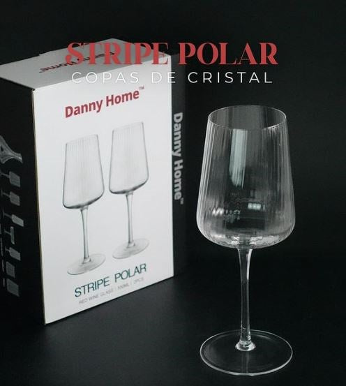 Stripe Polar Glass Cup 2pc Set 550mL KY-041