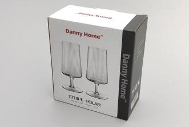 Stripe Polar Glass Cup 2pc Set 400mL KY-042