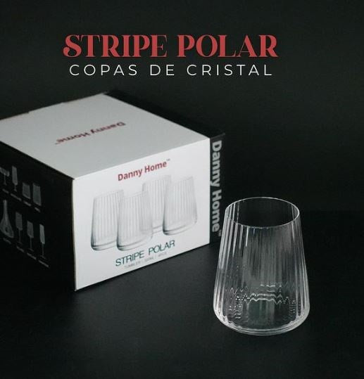 Stripe Polar Glass Cup 4pc Set 320mL KY-045