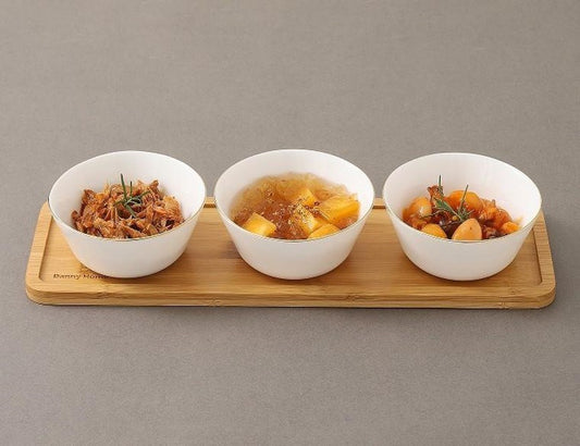 Bowl Snack Set with Wooden Tray 3pc  LMLW45-4T+G