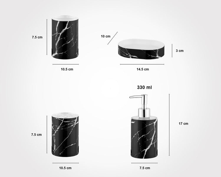 Cream & Silver Round Marble Bathroom 7pc Set 202400