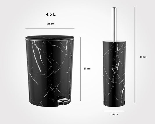 Black Round Marble Bathroom 7pc Set 202400