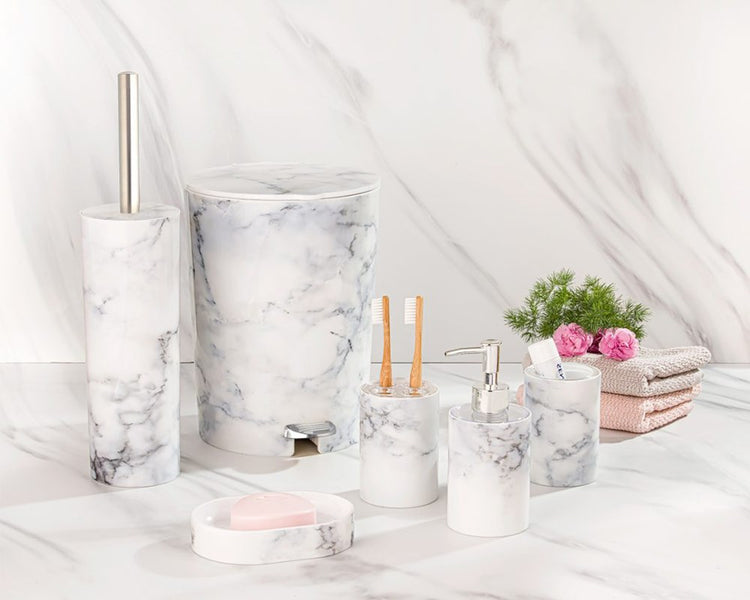 Bathroom 6pc Set Beige & Gold 230000