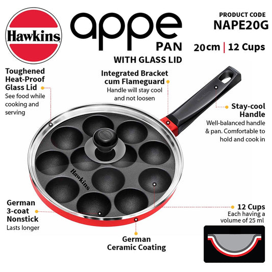 Appe Pan 20cm with Lid NAPE20G
