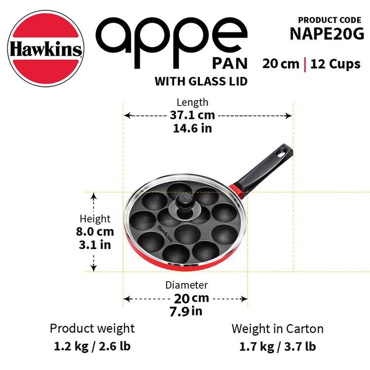 Appe Pan 20cm with Lid NAPE20G