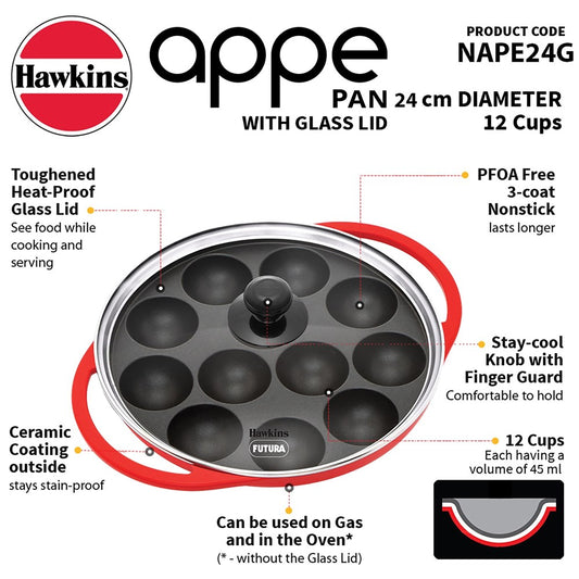 Appe Pan 24cm with Lid NAPE24G