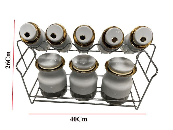 Spice Rack Stand 8pc White O1016BJ