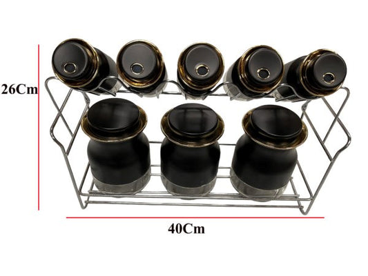 Spice Rack Stand 8pc Black O1016HJ