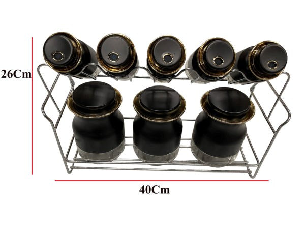 Spice Rack Stand 8pc Black O1016HJ