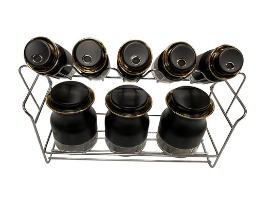 Spice Rack Stand 8pc Black O1016HJ