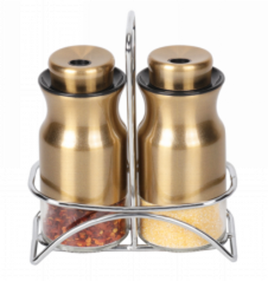 Spice Rack Condiment 2pc Gold O1017J