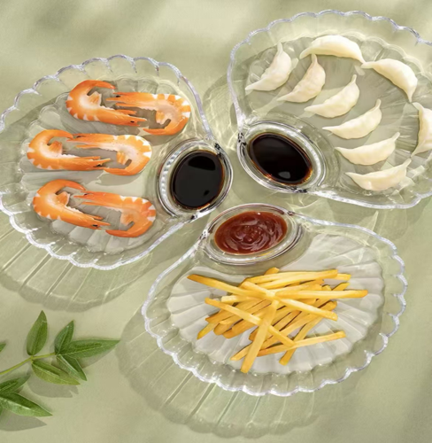 Glass Serving 2 Compartment Dish LXP105