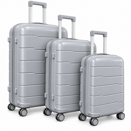 Light Grey 3pc Hardshell Travel Suitcase Set | TSA Lock Luggage PP-04