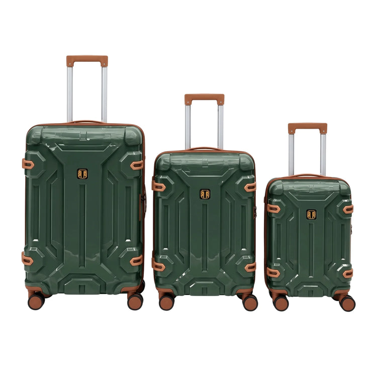 Dark Green 3pc Rugged Travel Suitcase Set | TSA Lock Luggage | PP-05