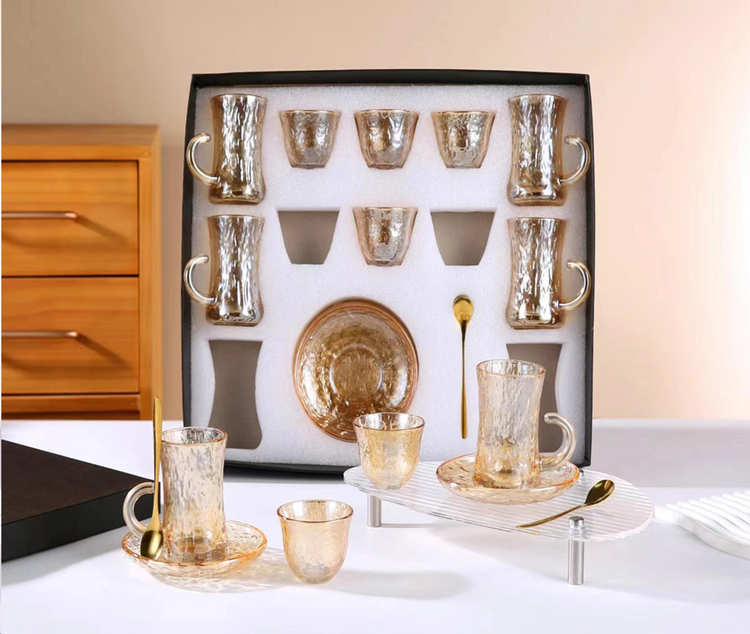 Tea Cup & Saucer Glass Set