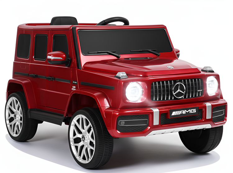 Red Mercedes-Benz G-Class kids ride on car on a white background