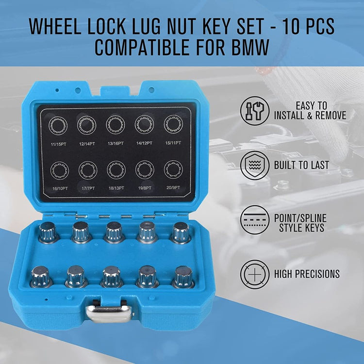 10pc BMW Wheel Lock Screw Socket Set
