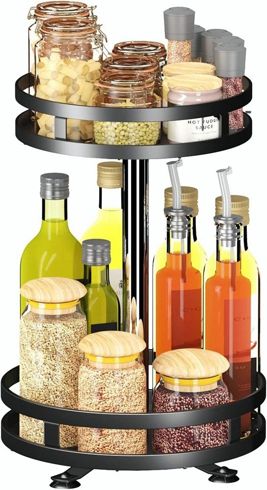 SPICE RACK TURNTABLE CUPBOARD ORGANIZER 2-TIER