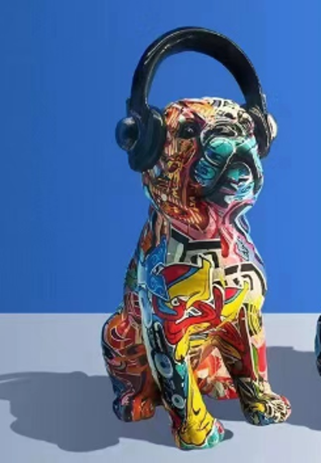 Dog with Headphone Resin Decor SZ-563