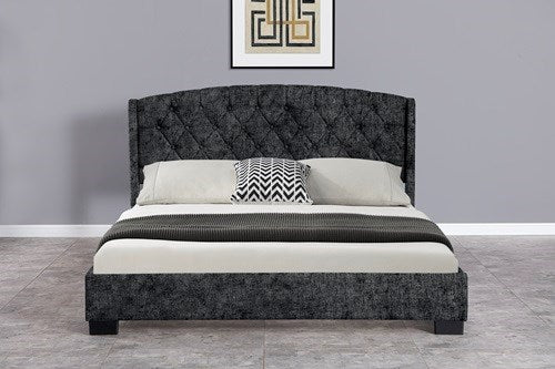 Upholstered Chenille Bed Frame | Tufted Button Headboard | 4022-3