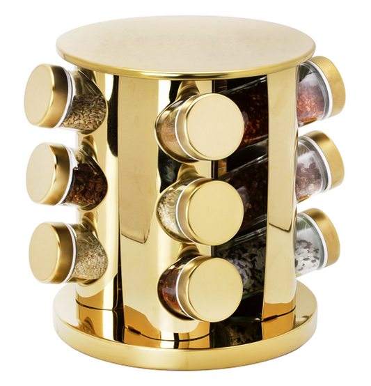Gold Rotating Spice Rack Stand 12pc A66-12Q