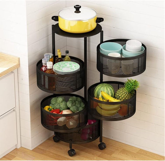 5 Tier Basket Trolley Lockable Wheel