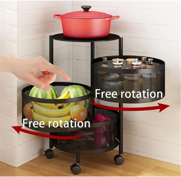 3 Tier Trolley Basket Lockable Wheel