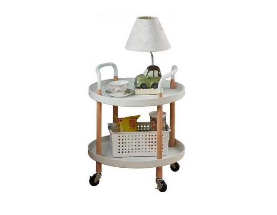 2 Tier White Rolling Trolley